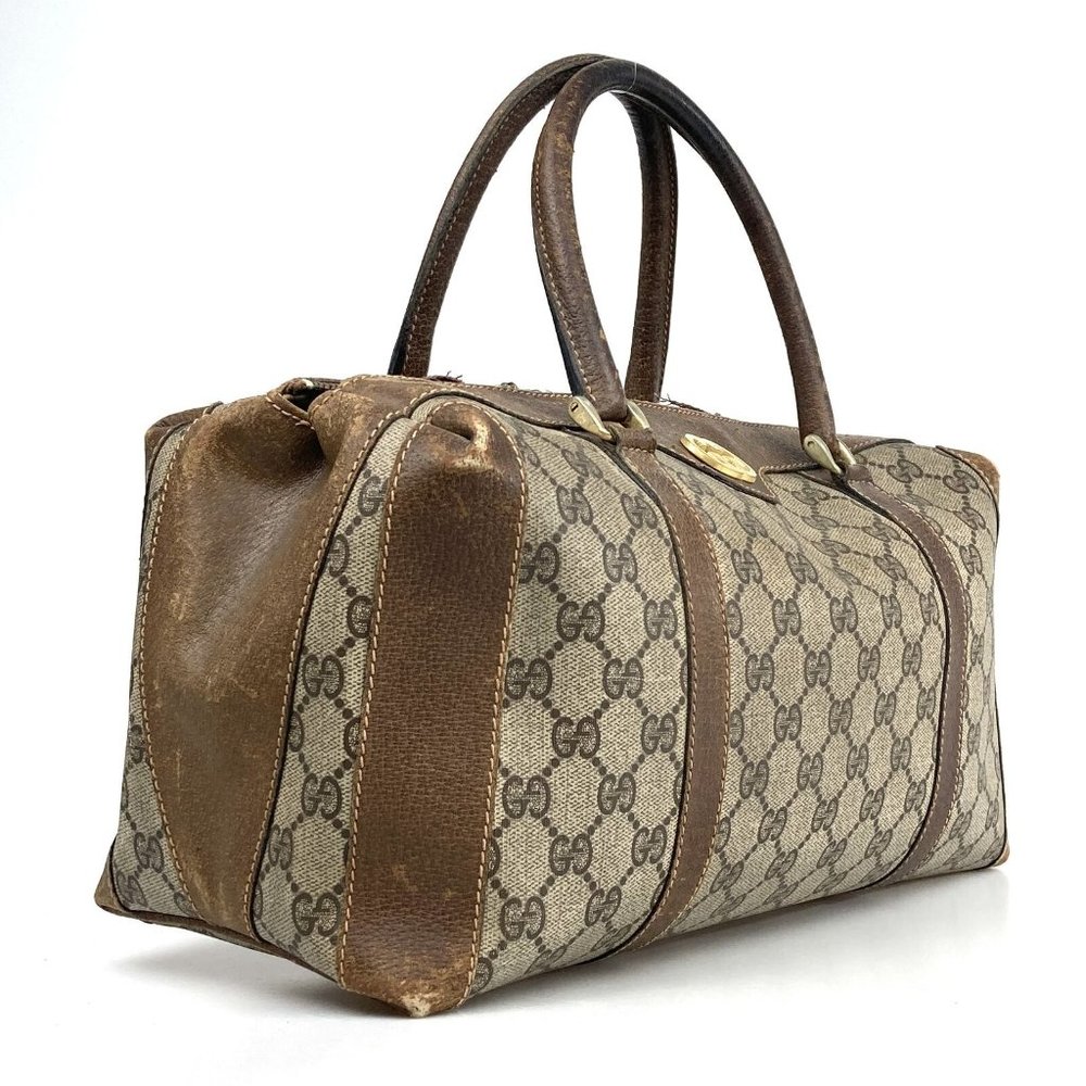 569120F V Gucci Boston Bag Mini Brown PVC - Picture 4 of 12